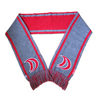 Großhandel OEM Hochwertige Custom Design Jacquard Acryl Gestrickt Sport Fußball Club Fan Fußball Schal Mit Quaste Fransen