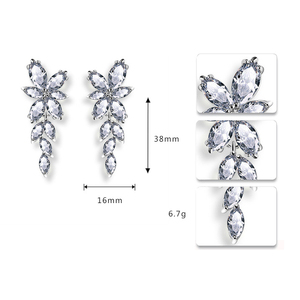 Đồng Tự Nhiên Fascinator Với Dài Zircon Lá Và Hoa Hình Dạng Phụ Kiện Đám Cưới Của Phụ Nữ Thời Trang Thả Bông Tai - Product Image 6