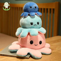 Poupée de poulpe en peluche réversible mignonne-Flip pour montrer différentes humeurs Adorable jouet en peluche pour la décoration des enfants.