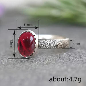 แหวนโกเมน A234 เงินแท้ 925 ประดับเพชรแบบฝังขอบ สำหรับผู้หญิง สวมใส่ได้ทุกวัน - Product Image 4