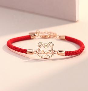 925 Sterling Zilveren Chinese Geluksbrenger 12 Sterrenbeelden Sieraden Rode String Tijgerarmband Bedels - Product Image 1
