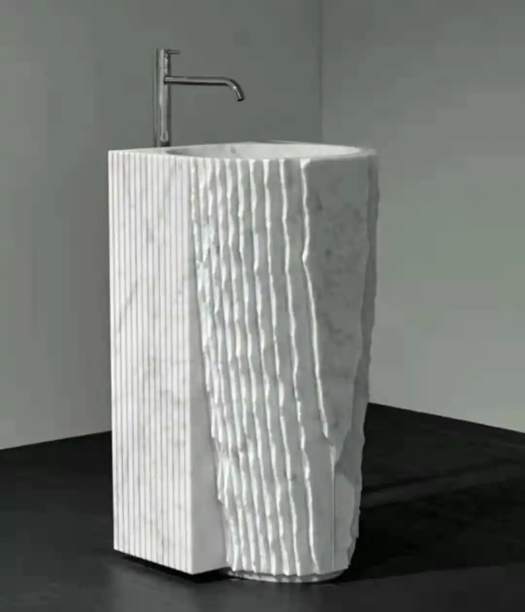 Lavabo vertical en marbre pour salle de bain, taille personnalisée
