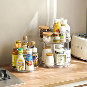 Transparent Plastic Rotating Storage Box Multi Layer Kitchen Shelf Round Design For Cosmetic And Sundries Organization - Product Image 1