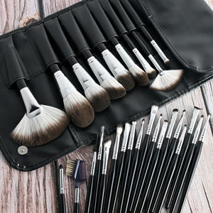 Ensemble de pinceaux à maquillage en poils d'animaux Ms.miau, recommandé par l'école de maquillage professionnelle, manche en bois, forme angulaire, super badger, 24 pièces - Product Image 3