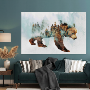 Bear Walking in Snow Canvas: Abstract Forest Print Art,<b>WRAPPED</b> CANVAS - Product Image 3