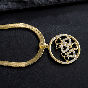 Collar de cadena de serpiente de oro de acero inoxidable, colgante redondo de circón, joyería de lujo a la moda, el mejor collar de <span class=keywords><strong>Rock</strong></span> 'n' Roll Hip Hop - Product Image 4