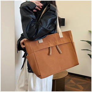 Bolso de hombro simple de gran capacidad para mujer, bolso de mano de color sólido, bolso de lona para mujer para ir al trabajo. - Product Image 5