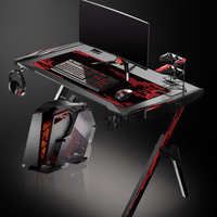 Bureau de jeu pour ordinateur moderne en métal noir, personnalisé, avec éclairage LED, extensible en forme de Z, pré-assemblé, de haute qualité, pour chambre de joueur 2026