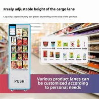 Distributeur automatique de snacks et de boissons avec écran LED, acceptant les pièces et les billets, pour les lieux très fréquentés, en acier.