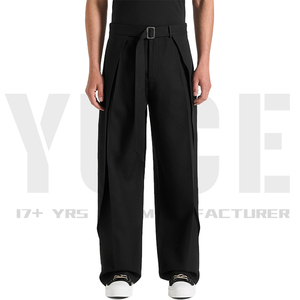 Pantalones <span class=keywords><strong>de</strong></span> Traje a Medida YUCE para <span class=keywords><strong>Hombre</strong></span>, Pliegues Profundos, Pierna Ancha, Estilo Minimalista <span class=keywords><strong>de</strong></span> Alta Gama - Product Image 3