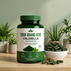 Cápsulas de Chlorella de su Marca, 60 Cápsulas Vegetales, Suplemento Herbal de Algas Verdes Naturales Puras, Superalimento Premium de Chlorella - Product Image 1