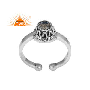 แหวนเงินสเตอร์ลิง925โบราณแหวนพลอยลาบราดอไรต์จุดไฟเครื่องประดับคอลเลกชันที่สวยงาม - Product Image 1