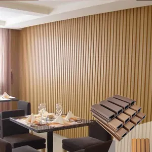 الخشب المنزل فندق خشبية ضوء Pvc مضلعة الصوتية الناي 3D الزخرفية الداخلية الخارجية الكسوة Wpc الصوتية ألواح للحائط