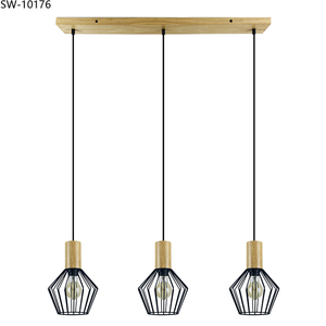 <span class=keywords><strong>Lustre</strong></span> suspendu rustique en fer forgé <span class=keywords><strong>noir</strong></span> style cage en <span class=keywords><strong>bois</strong></span> avec ampoule E27, luminaire moderne pour <span class=keywords><strong>salon</strong></span> <span class=keywords><strong>et</strong></span> hôtel - Product Image 6