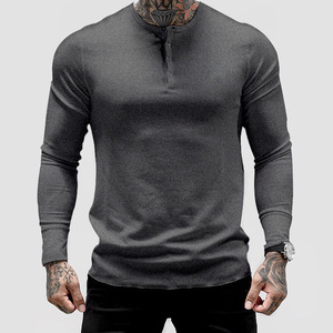Camiseta Deportiva de Cuello Redondo de Secado Rápido para Hombre, Ropa de Gimnasio de Manga Larga, Camiseta de Algodón al por Mayor - Product Image 2
