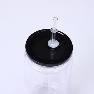 Nouveau 2024 – Tasse moderne et simple de 16 oz en acrylique écologique, style Mason, couleur gelée, avec paille, anti-fuite, compatible eau bouillante - Product Image 3