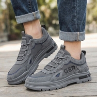 Baskets Chunky pour Hommes, Décontractées, Respirantes, en Maille et Daim, à Lacets, pour la Marche et le Sport, Semelle en Caoutchouc, Noir, Gris, Kaki