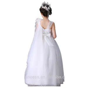 2024新款时尚白色婚纱舞会礼服舞会12岁女孩马克西派对公主裙