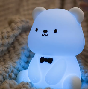 Bear Silicone Night <b>Light</b> USB Rechargeable LED Kids Bedroom Lamp Tap Control Color Changing RGB Dimmable Nursery Lamp <b>with</b> <b>timer</b> - Product Image 5