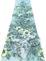 Tissu en dentelle brodée 3D rose avec motif floral, luxueux et élégant pour les robes de mariée et les vêtements