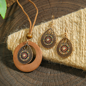 Water Drop <b>Earrings</b> Alloy Antique Bronze Plated Rhinestone Women's Party Jewelry Fashion <b>Piercing</b> Jewelry - Product Image 1