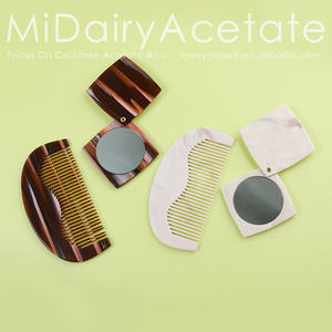 Midairy personalizzato logo rettangolo trucco tascabile specchio da uomo in acetato baffi barba pettine Set per acconciatura strumenti 4448 12.9cm - Product Image 3