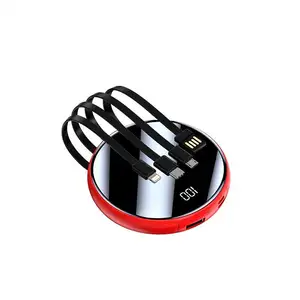 Mini rond avec câble grande capacité Portable 20000 Ma Charge rapide affichage numérique Logo d'alimentation Mobile