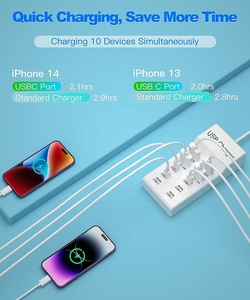 USB C Trạm Sạc 50W-100W 10 cổng sạc Hub với 6 USB-C & 55W Máy tính để bàn Dock OTP điện pin sạc Dock - Product Image 4