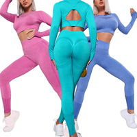 Ensemble de yoga pour femmes, leggings à manches longues, ensemble de fitness pour la salle de sport, vêtements de course, survêtement, tenue de sport, vêtements de yoga push-up