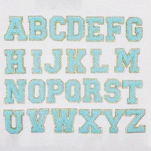 Khăn thêu các bản vá lỗi long lanh biên giới chữ Chenille Thêu Sticker cho áo khoác vàng vải sắt trên các bản vá lỗi bán buôn - Product Image 1