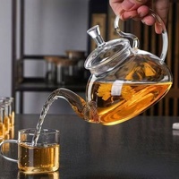 Bouilloire en verre résistant à la chaleur BAMBUS, théière transparente avec couvercle et filtre intégré pour la préparation quotidienne du thé, usage domestique, café et hôtel.