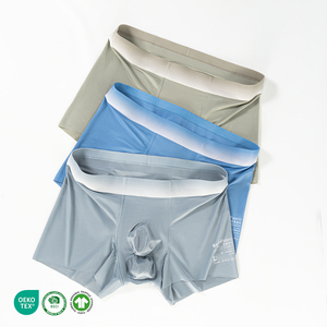 Boxers ergonomiques pour hommes à double poche, pour usage quotidien, avec logo personnalisé, en tissu lisse et rafraîchissant, confort <span class=keywords><strong>invisible</strong></span> - Product Image 4
