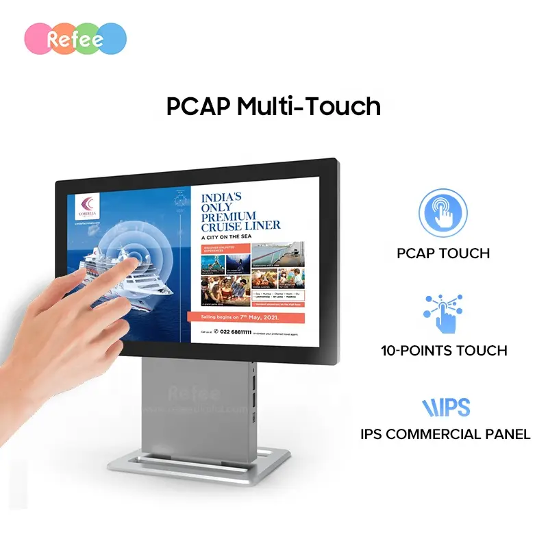 Layar sentuh kios Layanan Mandiri 13.3 inci panel pc android pemutar iklan meja layar papan digital