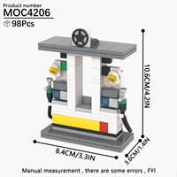 Série City : Modèle de station-service en briques, jouets éducatifs de construction DIY pour enfants MOC4206