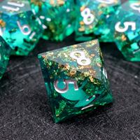 Jeu de dés en résine polyédrique turquoise avec feuille d'or et paillettes, durable, pour jeux de société, catégorie de produit : dés liquides 2