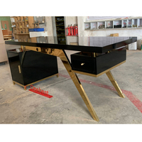 Distributeur de savon de table de bureau noir brillant en Corian marbré, table et chaise de bureau luxueuses, prix du bureau à domicile