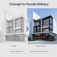 Fournisseur B2B en gros de murs-rideaux en verre commercial Hangxing, façade à vitrage foncé, projet de bâtiment de bureaux sur mesure