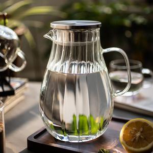 Bouilloire à eau froide en verre borosilicate haute résistance, style européen moderne, rayée, écologique, avec couvercle, grande taille - Product Image 3