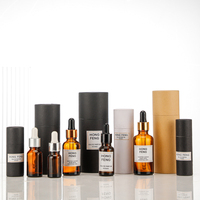 Flacon compte-gouttes rond vide personnalisé de 5 ml, 10 ml, 15 ml, 20 ml, 30 ml, 50 ml, 100 ml, en ambre, avec étiquettes et boîtes pour huile