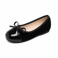 Zweifarbige Mary-Jane-Schuhe für Mädchen mit kontrastierendem Rand, Schleifen-Flats, klassische Ballerina-Silhouette, rutschfeste Sohle