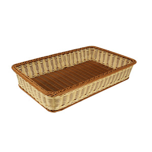 Giỏ đựng đồ bằng nhựa hình chữ nhật kiểu mây dùng để trưng bày thức ăn, bánh mì và trái cây trong phòng khách, giỏ đựng đồ giặt bằng mây - Product Image 1