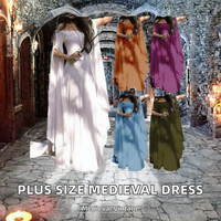 Robe de princesse médiévale vintage pour femmes grandes tailles, longue jusqu'au sol, épaules dénudées, manches mi-longues, cosplay d'Halloween, 5 couleurs, adultes