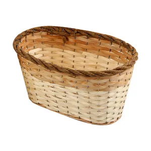 Guoyue cesta de armazenamento oval, venda quente de corda de papel rattan tecido, fio de ferro