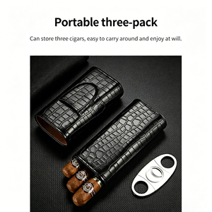 <span class=keywords><strong>Estuche</strong></span> de Cigarros de Cuero de Lujo JH con Cortador <span class=keywords><strong>para</strong></span> <span class=keywords><strong>Hombre</strong></span>, Humidor de Viaje a Prueba de Humedad, Accesorios Elegantes <span class=keywords><strong>para</strong></span> Cigarros - Product Image 4