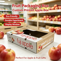 Boîte à fruits en carton ondulé personnalisée avec fenêtre, emballage en papier pour fruits, solution d'emballage cadeau pour pommes, mangues et produits frais