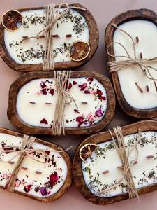 LANJO Bougie artisanale en bois avec fleurs séchées, 1 mèche, pour la fête des pères, décorative, aromathérapie - Product Image 5