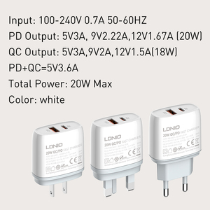 Q229 QC 18W PD 20W USB C Wall Charger Adapter Cell Phone <strong>Fast</strong> <strong>Charging</strong> EU/UK/US <strong>Plug</strong> Type C Charger for Android - Product Image 5
