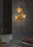 Lampe murale en laiton de luxe pour hôtel, nouvelle collection, vente en gros d'usine, feuille d'érable, applique murale pour chevet, allée