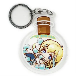 Kostenlose Probe UV CMYK Offsetdruck Benutzerdefinierte Anime Milch Tee Flasche Tasse Flüssigkeit Acryl Keychain Charme
