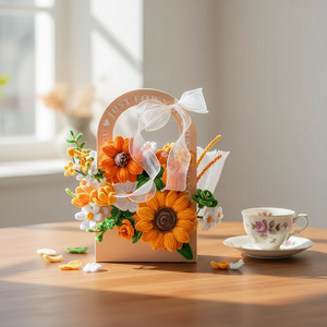 Ramo <span class=keywords><strong>de</strong></span> Girasoles Artificiales Hechos a Mano con Limpiapipas, Caja <span class=keywords><strong>de</strong></span> Regalo Portátil <span class=keywords><strong>de</strong></span> Papel, Regalo Artesanal para Bodas y San Valentín, Venta al por Mayor - Product Image 1